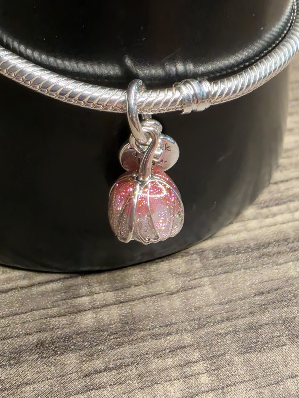 Authentic Pandora Two-Tone Blooming Flower Dangle Charm Sterling silver